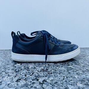 Salvatore Ferragamo Navy Suede/ Leather Sneakers Low Top Men's Size 10